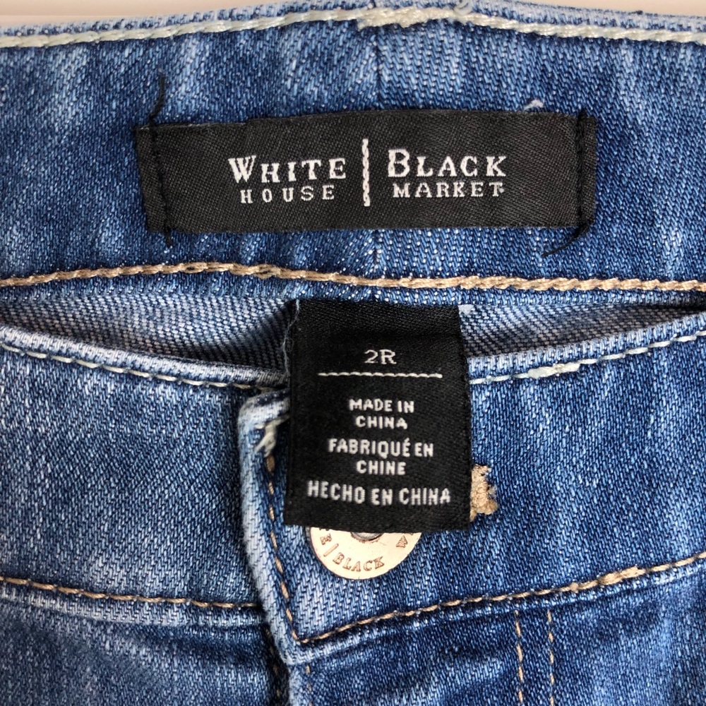 WHBM Distressed Rhinestone Pocket Skinny Jeans 2 - Picture 5 of 5